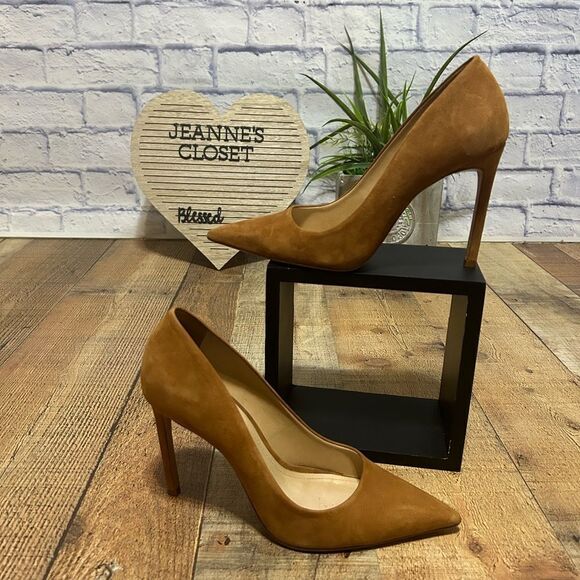 Schutz Lou Pump In dark tan/brown Suede Heels Size US 8.5 B - Picture 2 of 12